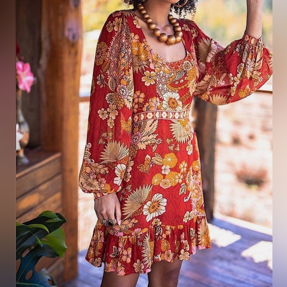 Nine Lives Bazaar NEW Warhol Mini Dress in Ponsettia